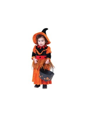 Costum Halloween copii vrajitoare portocalie