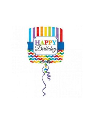 Balon folie Happy Birthday Chevron Linii Color