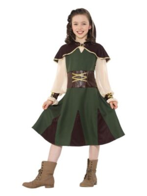 Costum carnaval copii Robin Hood fata verde cu maro