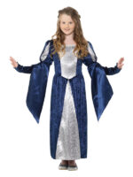 Costum carnaval copii printesa medievala albastra