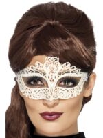 Masca de carnaval cu broderie alba