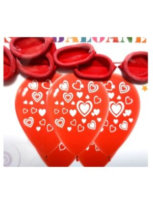 Set baloane latex rosii cu inimioare